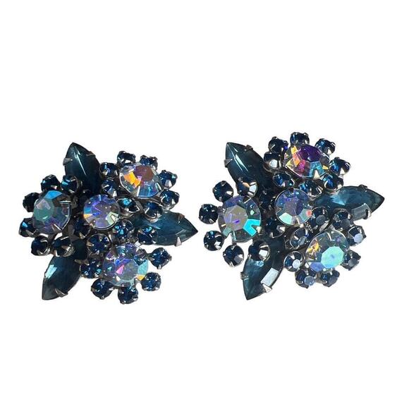 Blue AB Vintage Crystal ear clips